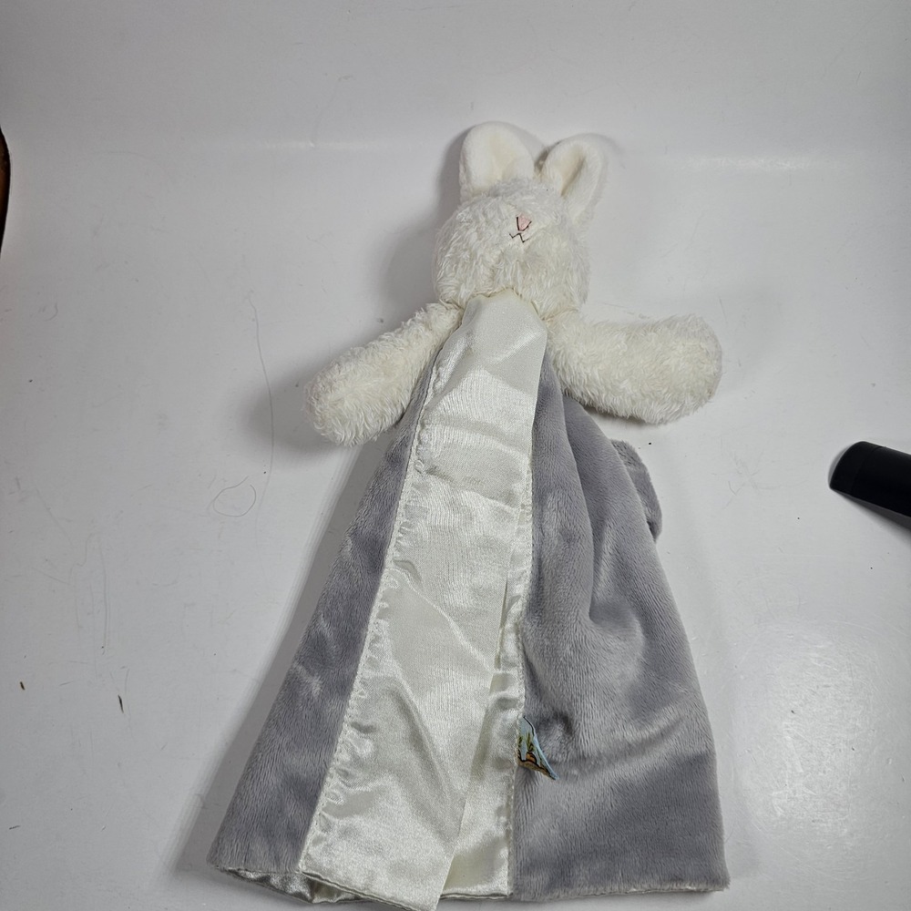 Bunnies by the Bay Gray Lovey Cream Satin Rabbit Plush Security Blanket